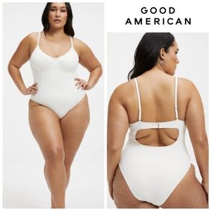 GOOD AMERICAN Compression Show Off One Piece Swimsuit Ivory